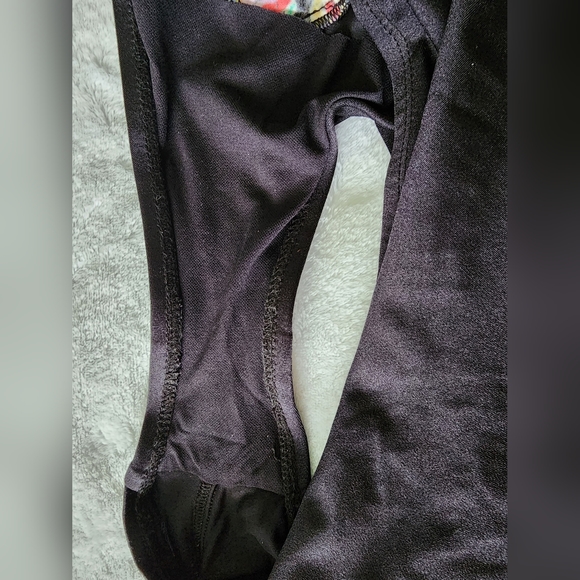 Cole of California Vtg 80s Black Multi Color Floral One Piece Swimsuit - Sz 16 - Picture 9 of 13